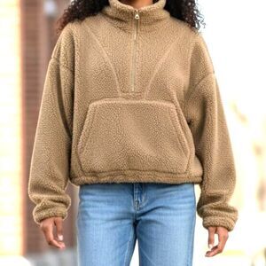 Bailey 44 Tan Sherpa Teddy Fleece Half Zip Pullover Cozy Nordstrom Winter